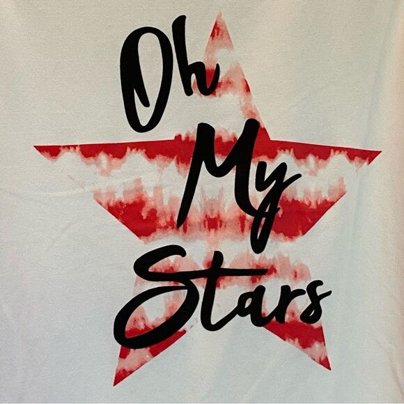 Liberty Park Cream Oh My Stars Sleeveless Shirt Size Small - Picture 3 of 8